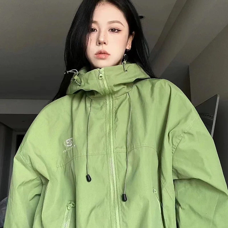 Harajuku Žalios Striukės Moterims Y2k Streetwear Paltų Tendencijos Produktų 2023 Negabaritinių Rudens Lauko Korėjos Vintage Juodas Švarkas Nuotrauka 2