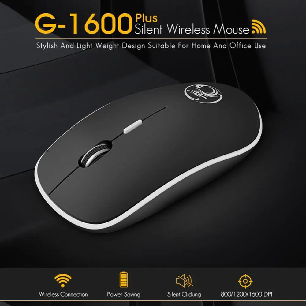Belaidės Pelės, Ergonomiškas Silent Mouse Kompiuterio Pelės PC USB Optinė 2.4 Ghz 1600 DPI, 4 Mygtukai, Begarsis, Pelės Nešiojamas Nuotrauka 2