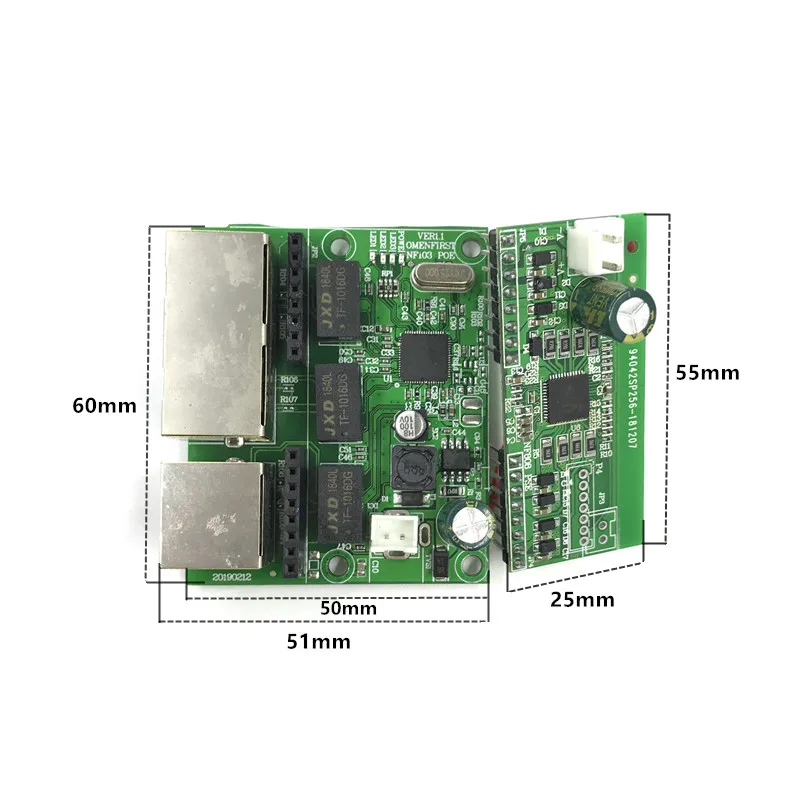 3-port Gigabit POEswitch modulis yra plačiai naudojamas LED eilutė 3 port 10/100m susisiekti POEport mini switch module PCBA Plokštė Nuotrauka 1