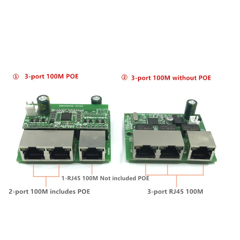 3-port Gigabit POEswitch modulis yra plačiai naudojamas LED eilutė 3 port 10/100m susisiekti POEport mini switch module PCBA Plokštė Nuotrauka 2