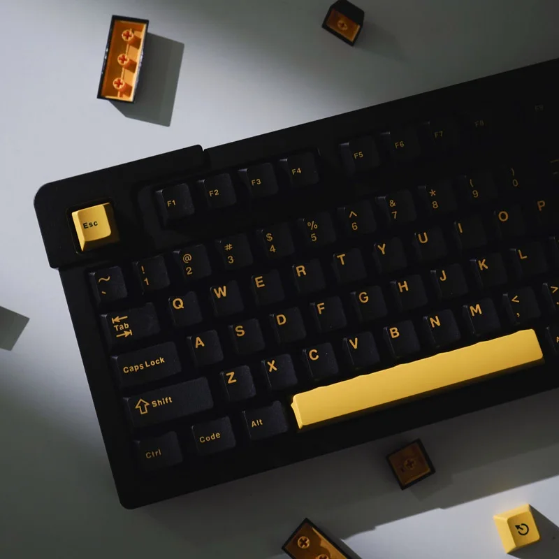 GMK Juoda gold130-raktas mechaninė klaviatūra keycap ABS keycaps double shot liejimo vyšnių Profilis pritaikymo 61/64/68 Nuotrauka 1