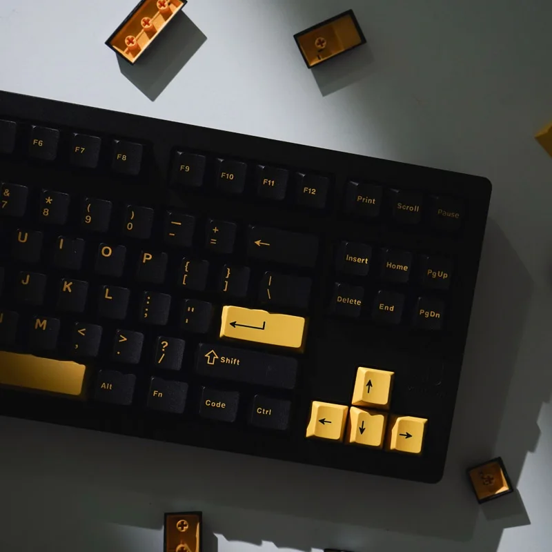 GMK Juoda gold130-raktas mechaninė klaviatūra keycap ABS keycaps double shot liejimo vyšnių Profilis pritaikymo 61/64/68 Nuotrauka 3