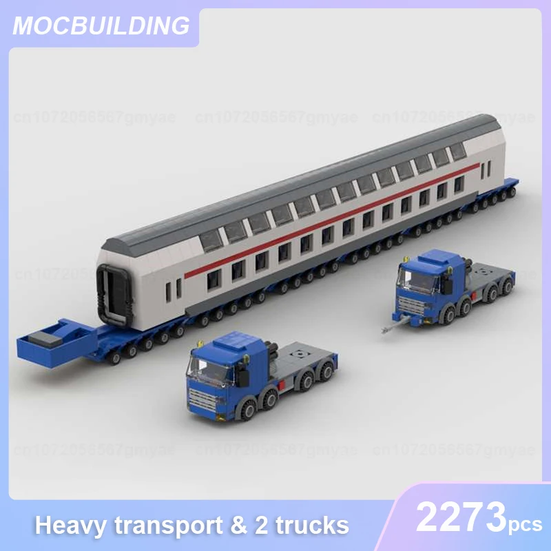 Sunkiojo Transporto Keleivių Vagono su Dviem 8x4 Sunkvežimiai Modelis SS Statybos Blokus 