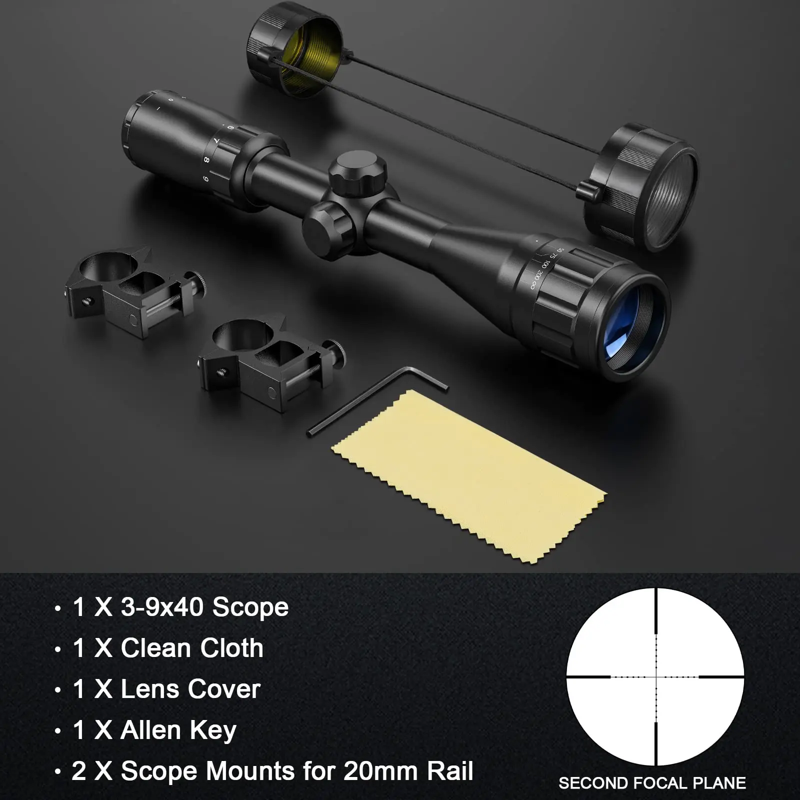 CVLIFE Riflescope Airsoft 3-9x40 AO Optika R4 Tinklelis Optinio su Nemokama 20mm Stovai, Reguliuojamo Tikslas Objektyvas Šautuvas taikymo Sritis Nuotrauka 1