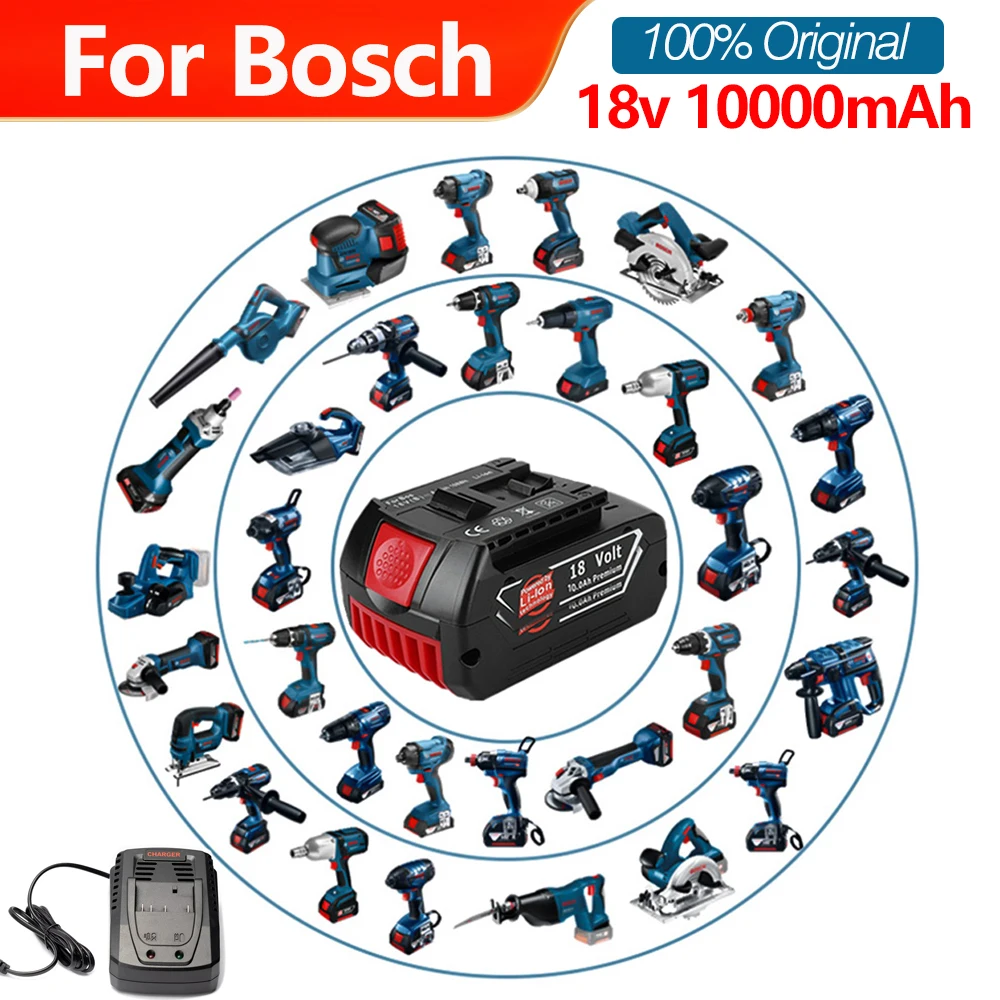 Akumuliatorius Bosch 6.0 Ah už Bosch Elektrinis Grąžtas 18V Li-ion Akumuliatorius BAT609 BAT609G BAT618 BAT618G BAT614 Įkroviklis Nuotrauka 1