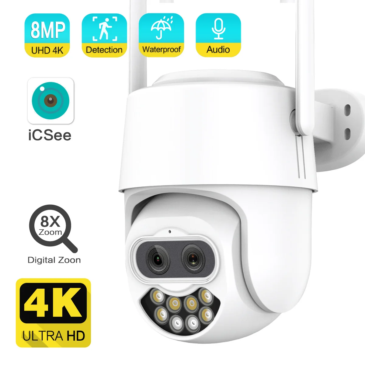 ANSHICAT 8MP 4K 8x Priartinimas Hybrid 2.8+12mm Dvigubo Objektyvo PTZ IP Kamera, WiFi Žmogaus Aptikimo 4MP Apsaugos Vaizdo Stebėjimo Kameros, Cam Nuotrauka 0