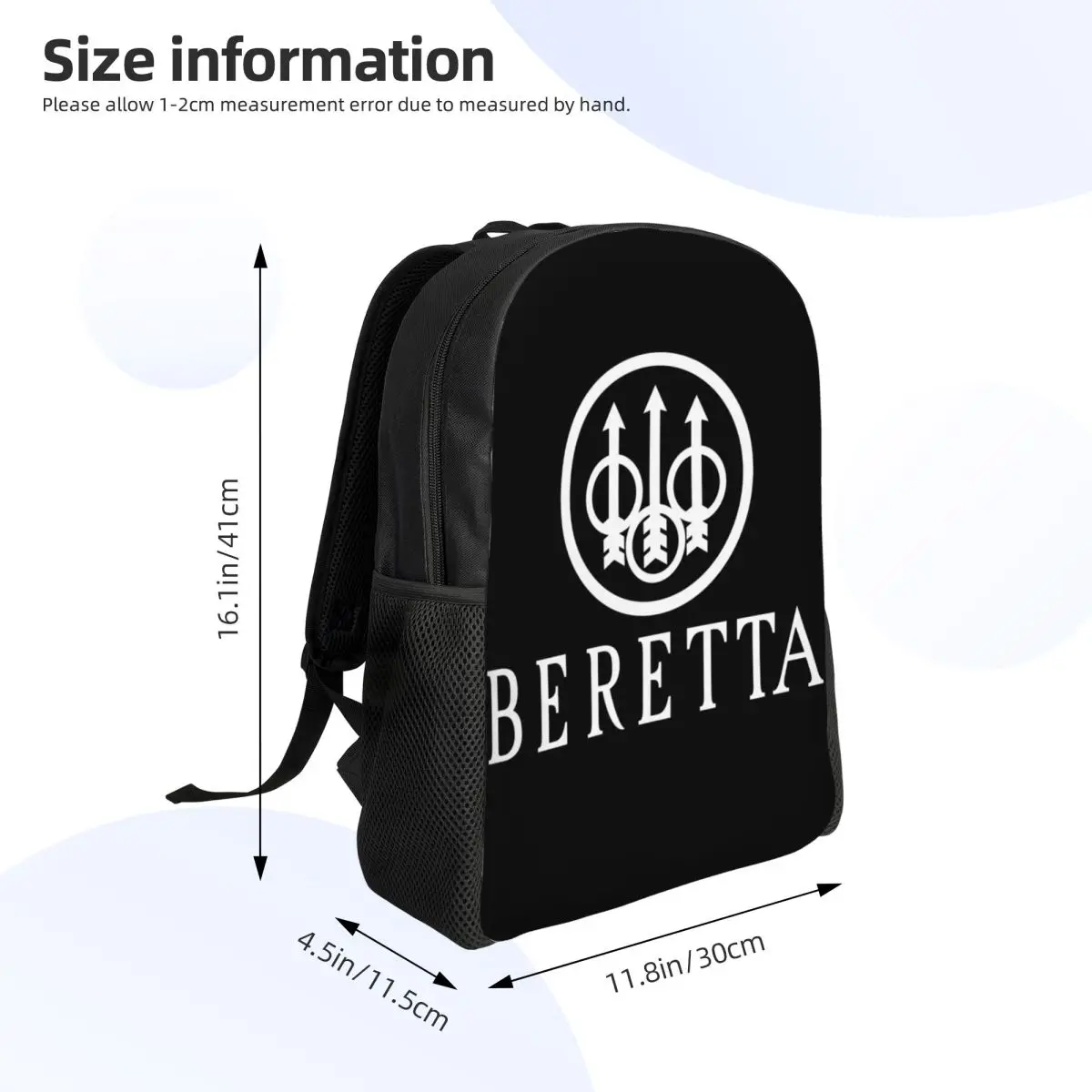 Beretta Pistoletas Logotipas Kuprinė Vyrams, Moterims, Atsparus Vandeniui College School Karinės Maišelį Spausdinimo Bookbags Nuotrauka 3