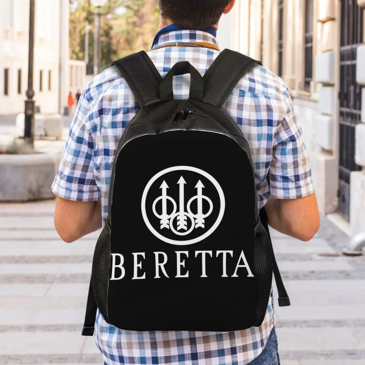 Beretta Pistoletas Logotipas Kuprinė Vyrams, Moterims, Atsparus Vandeniui College School Karinės Maišelį Spausdinimo Bookbags Nuotrauka 5