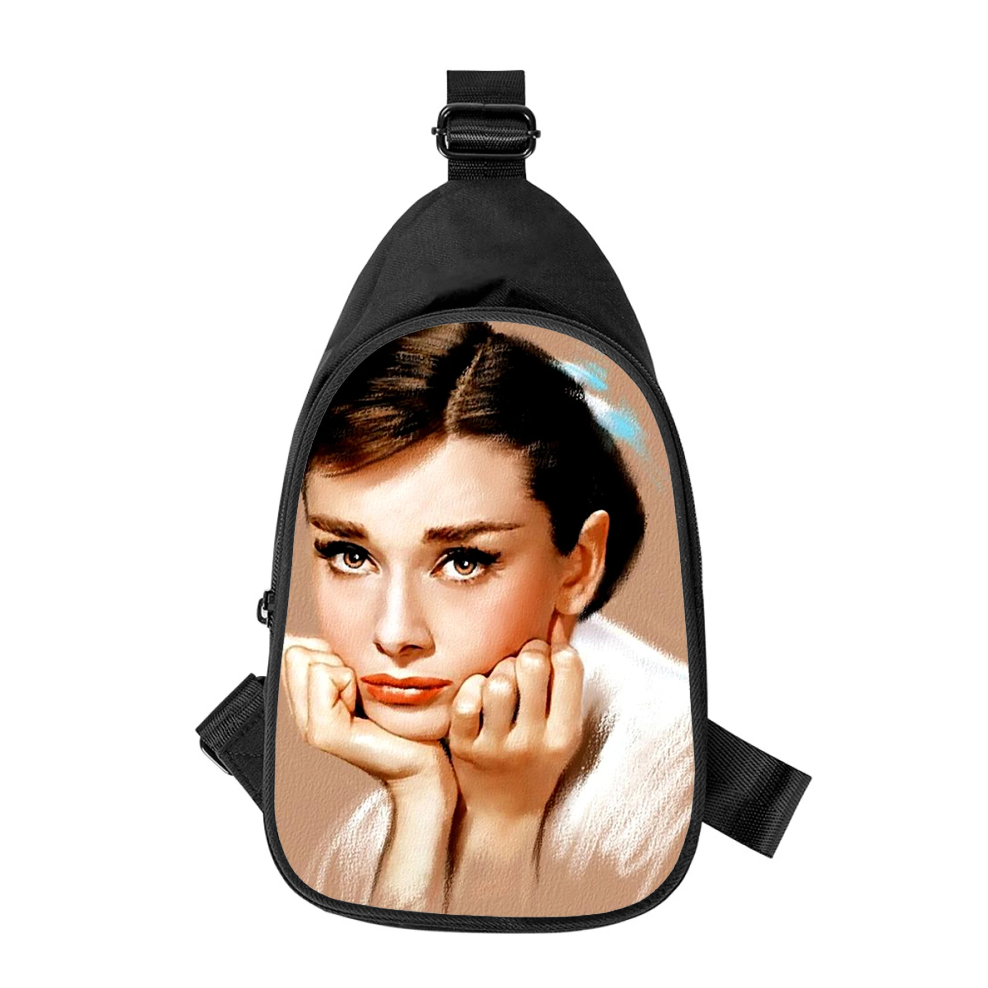Audrey Hepburn 3D Spausdinimo Naujas Vyrų Kryžiaus Krūtinės Maišelį Įstrižai Moterų Pečių Maišą Vyras Mokykloje Juosmens Pack Vyrų krūtinės pack Nuotrauka 0