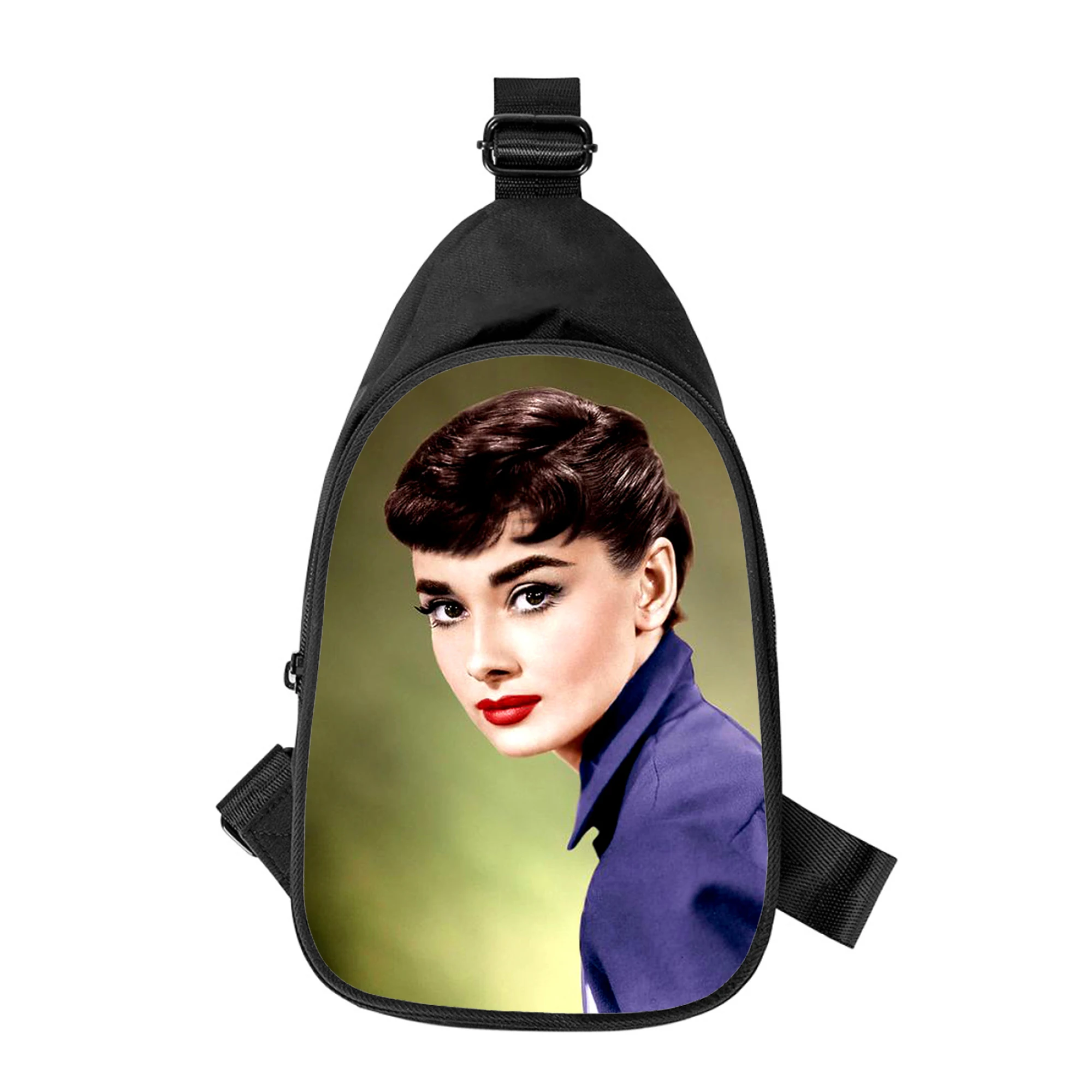Audrey Hepburn 3D Spausdinimo Naujas Vyrų Kryžiaus Krūtinės Maišelį Įstrižai Moterų Pečių Maišą Vyras Mokykloje Juosmens Pack Vyrų krūtinės pack Nuotrauka 4