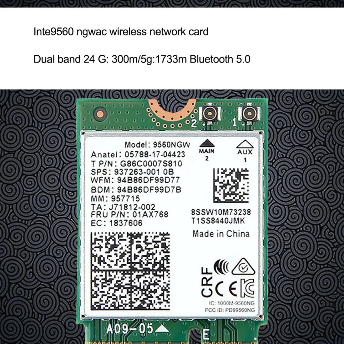 1730Mbps Intel Dual Band Wireless AC 9560 Darbalaukio Rinkinio 