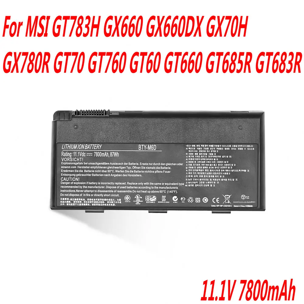 Originalus 11.1 V BTY-M6D Nešiojamas Baterija MSI GT783H GX660 GX660DX GX70H GX780R GT70 GT760 GT60 GT660 GT685R GT683R Nuotrauka 0