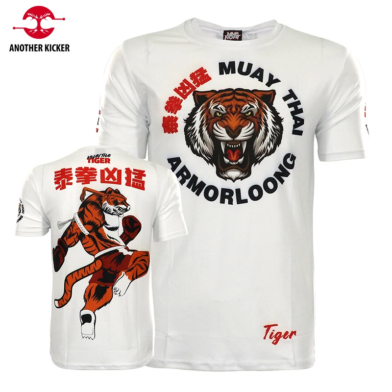 Tiger Muay Thai Šortai MMA Rashguard Nustatyti Juoda Balta Bokso Mokymo Vienodas Kovoje Grumiasi Kikbokso Kelnės Jiu Jitsu T-Shirt Nuotrauka 4