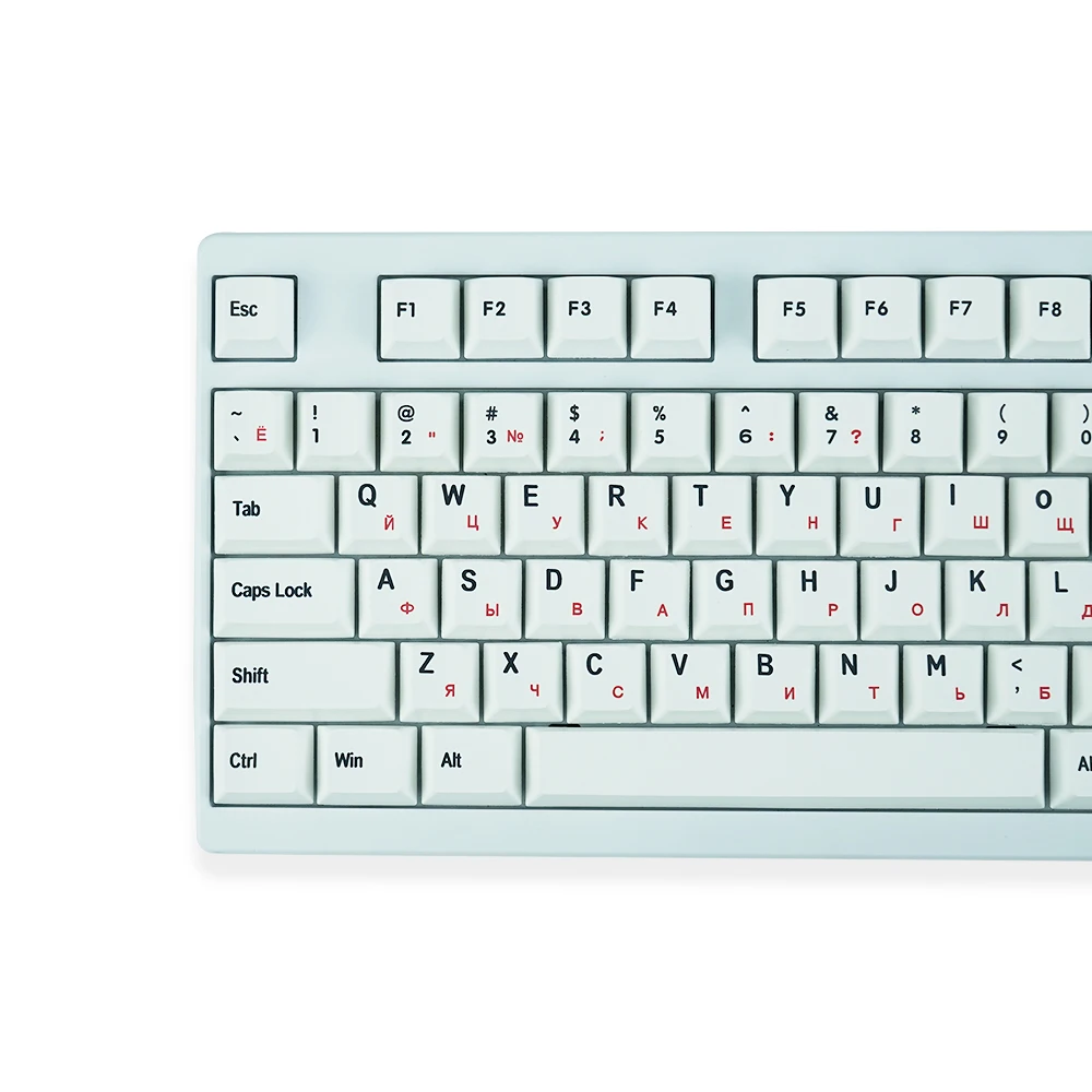 Juoda ir balta rusijos keycaps Vyšnių didelės šiluminės sublimacijos spausdinimo PBT medžiagos MX mechaninė klaviatūra 108 išdėstymas Nuotrauka 1