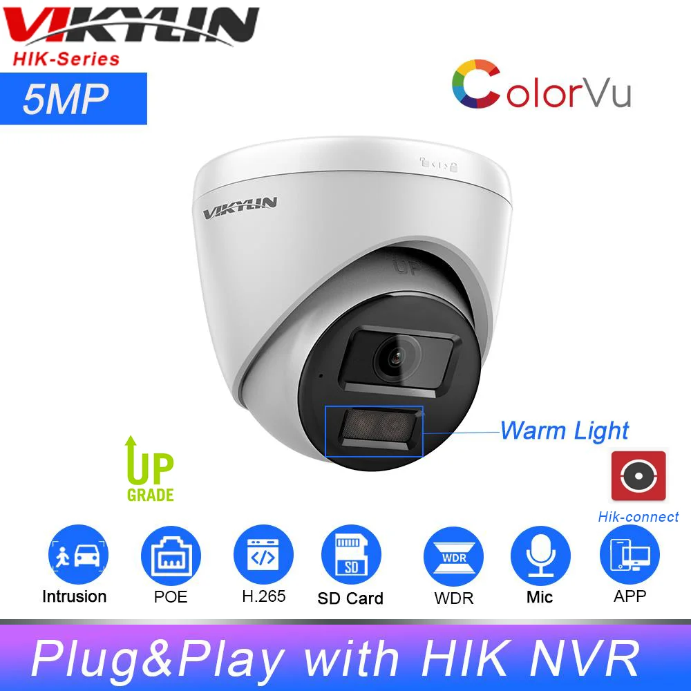 Vikylin HIK OEM 5MP ColorVu IP Camera DS-2CD1357G0-LUF Built-in Mic, SD Kortelės Lizdą, CCTV Vaizdo Stebėjimo, IP Kameros Hik-prisijungti  Nuotrauka 0