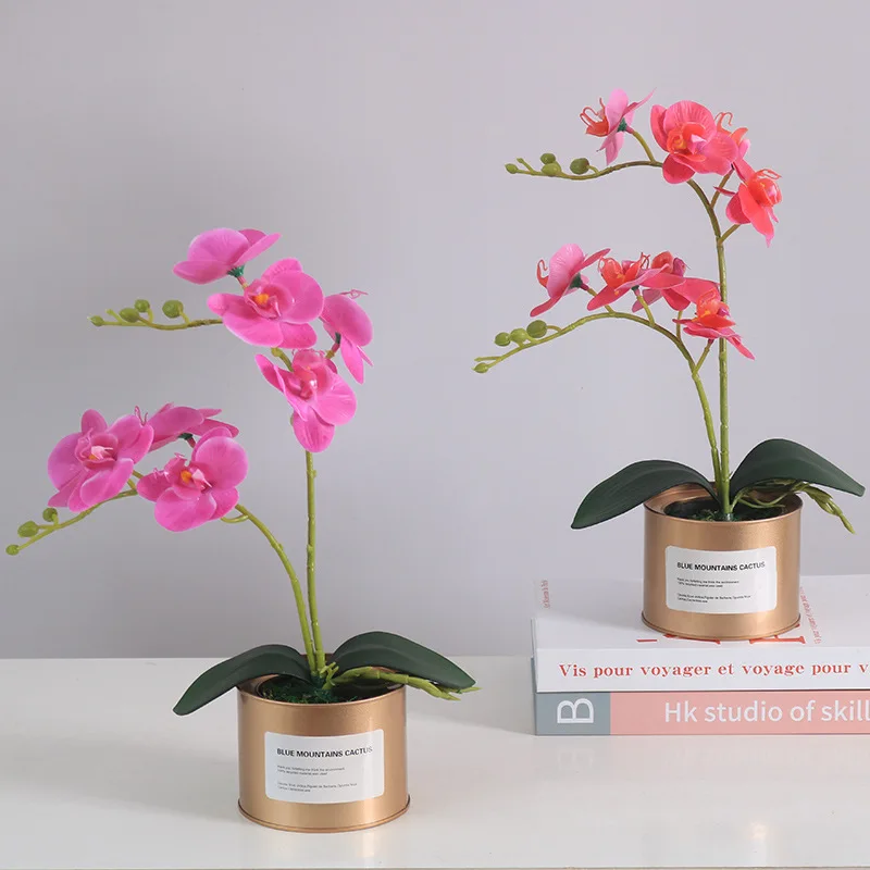 Dirbtinė Orchidėja, Gėlių, Augalų, su Vaza Nekilnojamojo Touch Gėlės Bonsai Dirbtiniais Orchidėjos Namų Puošybai Nuotrauka 0