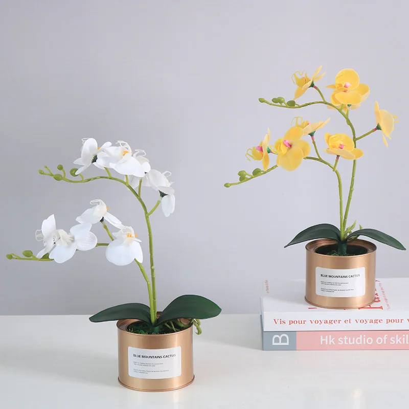 Dirbtinė Orchidėja, Gėlių, Augalų, su Vaza Nekilnojamojo Touch Gėlės Bonsai Dirbtiniais Orchidėjos Namų Puošybai Nuotrauka 1