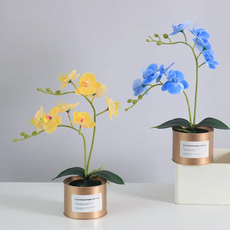 Dirbtinė Orchidėja, Gėlių, Augalų, su Vaza Nekilnojamojo Touch Gėlės Bonsai Dirbtiniais Orchidėjos Namų Puošybai Nuotrauka 2
