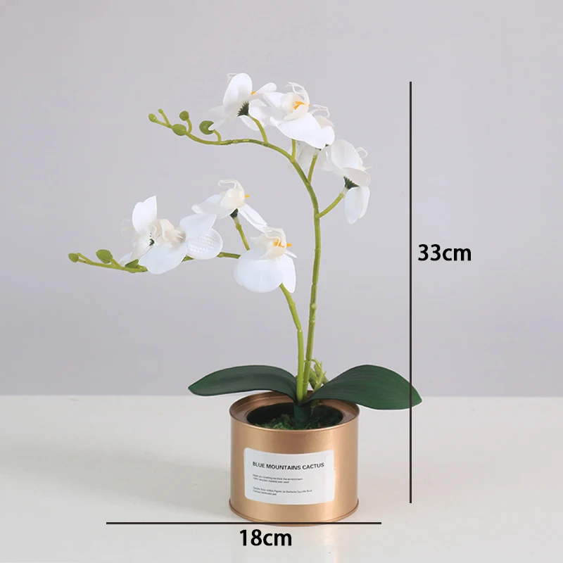 Dirbtinė Orchidėja, Gėlių, Augalų, su Vaza Nekilnojamojo Touch Gėlės Bonsai Dirbtiniais Orchidėjos Namų Puošybai Nuotrauka 5