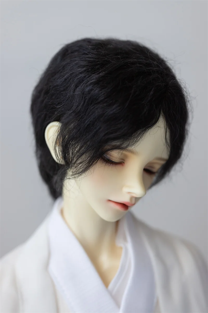 BJD Doll perukas 1/3 Dėdė dydžio naujas vidurį kiaušinių micro roll moheros trumpų plaukų vyrų juoda geltona Nuotrauka 1