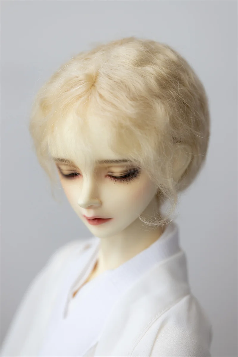 BJD Doll perukas 1/3 Dėdė dydžio naujas vidurį kiaušinių micro roll moheros trumpų plaukų vyrų juoda geltona Nuotrauka 4