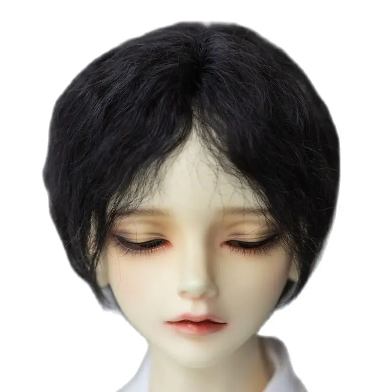 BJD Doll perukas 1/3 Dėdė dydžio naujas vidurį kiaušinių micro roll moheros trumpų plaukų vyrų juoda geltona Nuotrauka 5