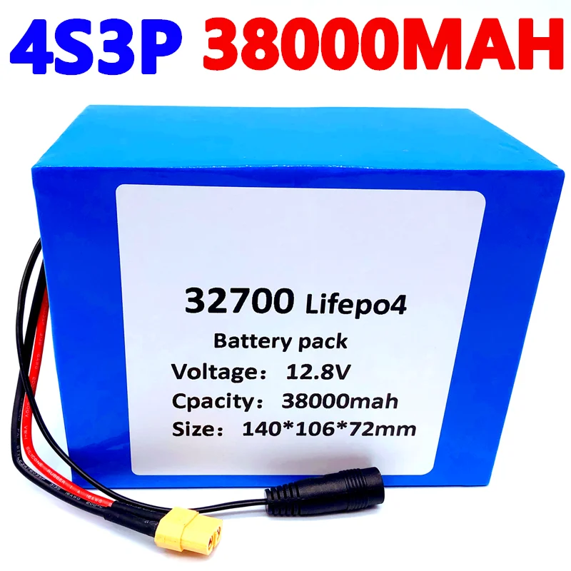 32700 Lifepo4 Batterie 4S3P 12.8 V 38Ah 4S 40A 100A Équilibré BMS pour le Bateau Électrique et Alimentation Be Pertrūkių 12V Nuotrauka 0