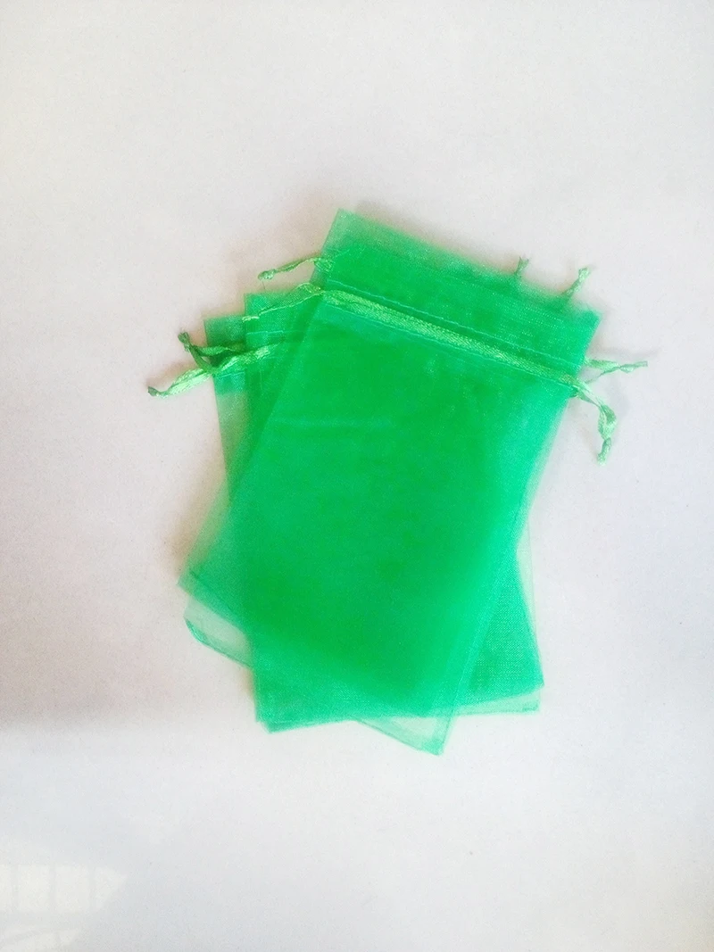 2000pcs Žolė žalia organza dovanų maišeliai 7x9cm šalies krepšiai moterų atveju Raišteliu maišelį Papuošalai Ekranas Maišelis Maišelis 