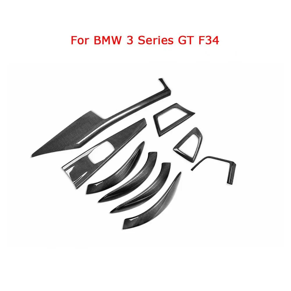 Sausas Anglies Pluošto Centras Konsolės Apdaila AC Oro Angos Lipdukai Durų Rankena, Rėmas Apima BMW 3 Serijos GT F34 2016-19 F30 2013-15 Nuotrauka 1
