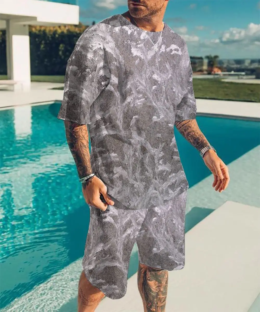 Vyriški Tracksuit Leopard 3D Spausdinimo T-Marškinėliai, Šortai Nustatyti Naujas Vasaros Vyrai Nustatyti, Kostiumas 2 dalių Komplektas Komplektai Vyrų Paplūdimio Stiliaus Streetwear Nuotrauka 0