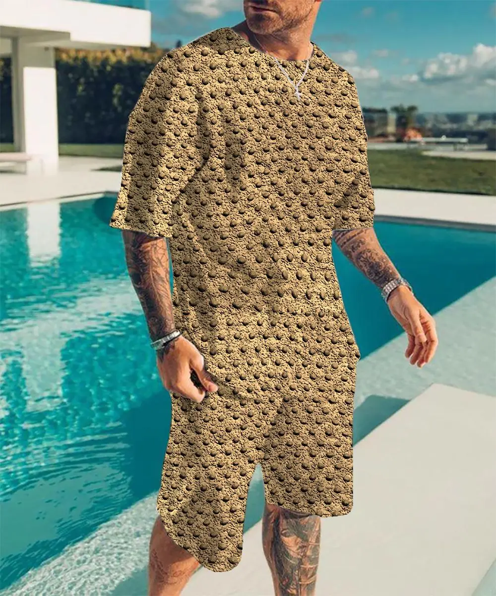 Vyriški Tracksuit Leopard 3D Spausdinimo T-Marškinėliai, Šortai Nustatyti Naujas Vasaros Vyrai Nustatyti, Kostiumas 2 dalių Komplektas Komplektai Vyrų Paplūdimio Stiliaus Streetwear Nuotrauka 2