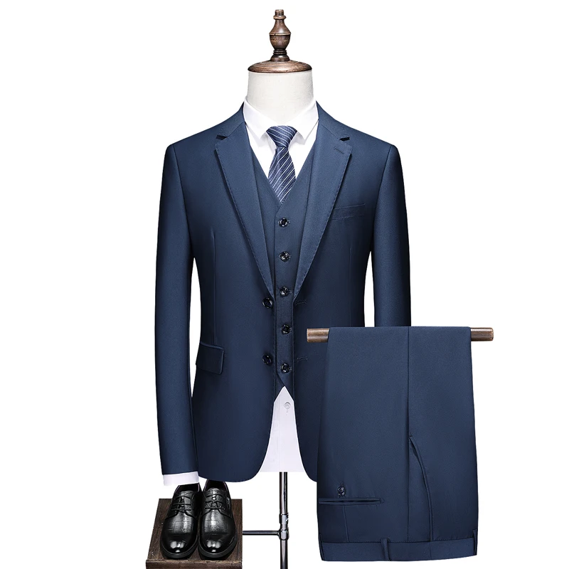 (Švarkas + kelnės + liemenė) 2021 high-end pasirinktinių verslo prom Vyrų kostiumas kostiumas vyrų atsitiktinis vestuvių Smokingas, suknelė vyriški 3 dalių kostiumą Nuotrauka 3