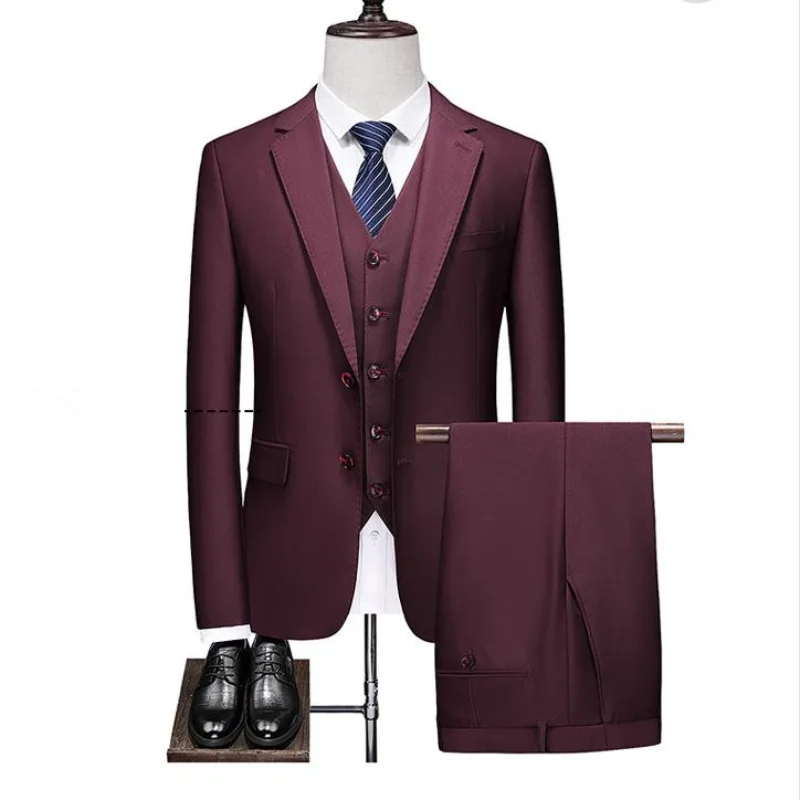 (Švarkas + kelnės + liemenė) 2021 high-end pasirinktinių verslo prom Vyrų kostiumas kostiumas vyrų atsitiktinis vestuvių Smokingas, suknelė vyriški 3 dalių kostiumą Nuotrauka 5